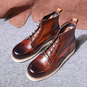 Topánky Mužov Obuv Módne Originálne Kožené Klasické Muž Chelsea Boots Black Bežné Čipky Krátke Kožené Členkové Topánky