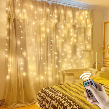 Medený Drôt Víla Svetlo pre Spálne, Opona LED Reťazec, Pstruh, USB, 5V Napájanie, Diaľkové Ovládanie, Svadobné, Vianočné Party, Dievčatá