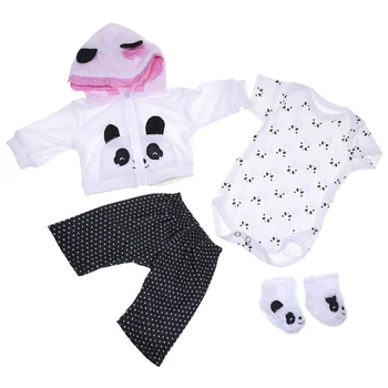 Baby Hračky Oblečenie pre 17 a 18 palcové pre Bábiku Dievča Panda Oblečenie, Príslušenstvo 4pcs Zodpovedajúce Oblečenie Dropship