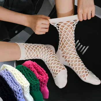 Nové Trendy Gotický Duté Sieťovina Ponožky Ženy, Dievčatá Y2k Lolita Sexy Čipka Oka Ponožky Harajuku Bežné Streetwear Uprostred Trubice Ponožky