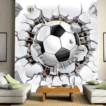 Vlastná Veľkosť 3D Stereo Foto Tapety Pre Deti Izba Moderné Tvorivé Futbal Rozbité nástennú maľbu detskej Izby Pozadie Dekor