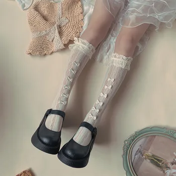 1-13 Rok Kid Ponožka Vintage Čipky Prehrabať Luk Kolená Vysoké Ponožky pre Dieťa Roztomilý Dievča Naberaný Lolita Hromadu Teľa Ponožka pre Dieťa Letné Ponožka