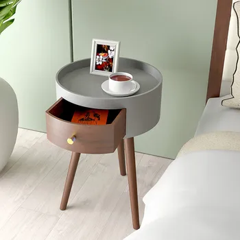 Neoklasicistická minimalistický malá spálňa nočný stolík kolo ultra-úzke šedá taliansky manželská posteľ, nočný stolík so zásuvkami