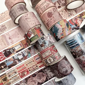 4 Rožky Vintage Washi Pásky Nastaviť Dekoratívne Pre Scrapbooking Dodávky Časopisov Plánovači Diy Remesiel Starožitné Japonský Maskovacie Pásky