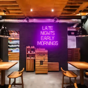 Neskoro v Noci, Skoro Ráno Vlastné Neon Led Prihlásiť Office Salón Studio Business Pracovisku sa rozsvieti Znak pre Motiváciu Wall Art Dec.