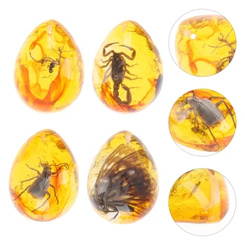 4Pcs Hmyzu Jantárovej Živice Reálne Hmyzu Vzor Amber Dekoratívne Živice Amber Dekorácie (Náhodné Štýl)