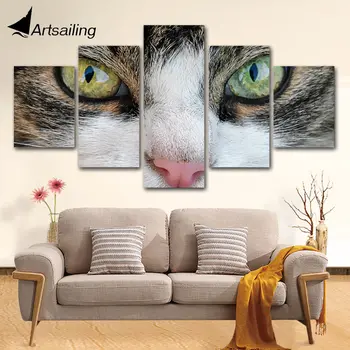 ArtSailing 5 Kus plátna maľovanie Roztomilý Zvierat Kitty Cat Eye umenie stenu Domáce Dekorácie Pre Obývacia Izba HD Vytlačí Plagát