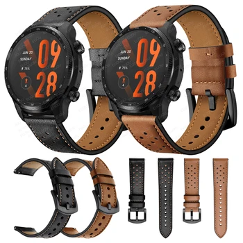 Rýchle uvoľnenie Kožený Remienok Pre TicWatch Pro 3 Ultra GPS /GTX/S2/E2/E3/GTH Smartwatch Band Náramok Watchband Hnedá/Čierna