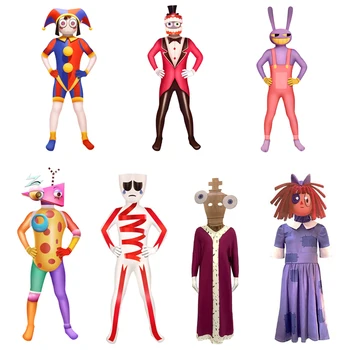 Nové Cosplay Vianočné Cartoon Kostým Pomni Digitálne Cirkus Jumpsuit Divadlo Deti Darčeky Party, Karneval, Klobúk Obleky, Oblečenie Vestido