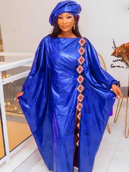 Bazin Riche Šaty Afriky Dlhé Šaty Ženy, Farebné Kostýmy Guipure Bazin Riche Dashiki Župan Elegantná Dáma Svadobné Party Šaty