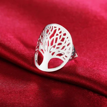 Nové kúzlo 925 Sterling Silver široký strom Prstene Pre Ženy, mužov elegantný Fashion Party, Vianočné Darčeky, svadby, jemné Šperky