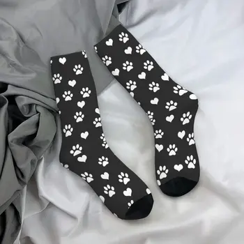 Vtipné Labky Mačka A Láska Basketbal Ponožky Polyester Posádky Ponožky pre Unisex Priedušná