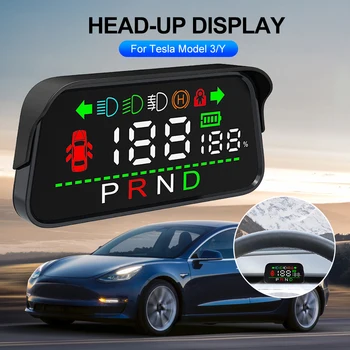 Pre Tesla Model 3 Model Y Auto HUD Mini Head Up Displej Namontujte odvzdušňovací Rýchlomer Zase Signál Radenie Hi/Lo Lúč Indikátor