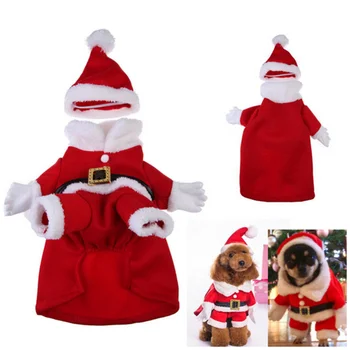 Santa Psa Kostým Vianočné Pet Oblečenie Zimné Kabát s Kapucňou, Oblečenie pre Psa Pet Oblečenie