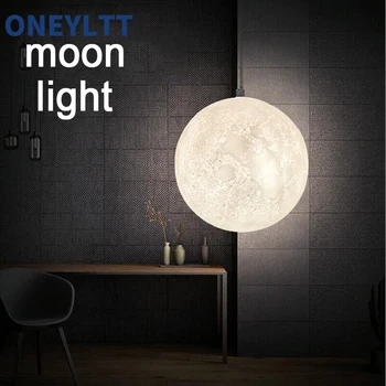 Nordic 3D vytlačené mesiac luster, detskej izby, spálne, kruhové jeden vedúci zariadenie, planéty, svetelné dekorácie