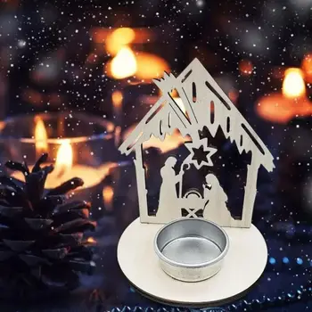 DIY Náboženské Sviečkový Prírodné Ručne vyrábané Drevené Čip Ozdoby, Drevené Tradičné Vianočné Náboženské Prívesok Nový Rok