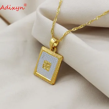 Adixyn Nové Alah Zlatá/Strieborná Farba Prívesok 45 cm Reťaz pre Ženy, Mužov Stredného Východu Arabských Šperky Strany Moslimských Islam Položky N09074