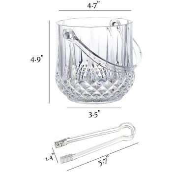 Ľadové Vedro Plastové Ľadové Vedro s Rukoväť Akryl Transparentný Šampanské, Pivo, Víno, Ľadové Vedro pre Domov -Transparentný