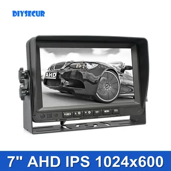 DIYSECUR 7inch AHD IPS Auto Monitor Zadné View Monitor, Podpora 1080P AHD Kamera s 2 x 4PIN Video Vstup 12V-24V DC