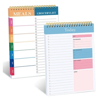 2 Kus Zoznam Úloh Poznámkový Blok Plánovač Notebook, Ako Je Uvedené Papier 5.6 X 8.5 Palcový Týždenný Denný Plánovač Úloh Pad Produktivity Poznámka: Organizátor