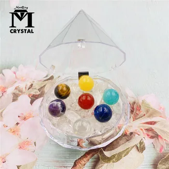 7PCS/Set Prírodného Kameňa Crystal ball Drahokam Čakier Liečivý Kameň, Kremeň, Minerálne vzor Pyramídy Darčeky Box Domáce Dekorácie