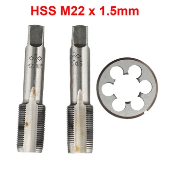 3ks HSS M22 X 1,5 mm, Kužeľ & Plug Ťuknite & M22X1.5mm Die Metrický Závit Pravej Ruky Pre Formy Výrobných Auto Repair