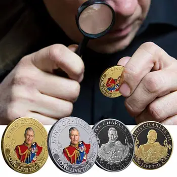 Kráľ Anglicka Charles III Pamätné Mince Britskej Kráľovskej Kráľ Mincí Keychain Remeslá a obchod so Darček Pre Neho UK Royal