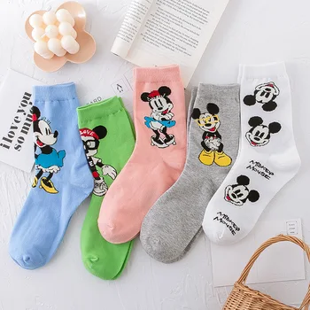 Disney Mickey Minnie Farby Ponožka Roztomilý Kreslený Teplé Midtube Ponožky Jar Leto Deti, Chlapci a Dievčatá Ponožky Christmars Darček