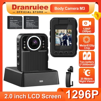 Danruiee 1296P HD Mini Kamera Dve Batérie Prenosný Digitálny Video Rekordér BodyCam Infračervené Nočné Videnie Polícia Cam Videokamera