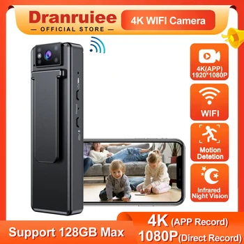 Danruiee 4K HD 1080P Video Záznamník, WIFI, Bezpečnostné Kamery na Nočné Videnie Telo Nosiť Fotoaparát Digitálny Mini Kamery, Prenosné DV Videokamera