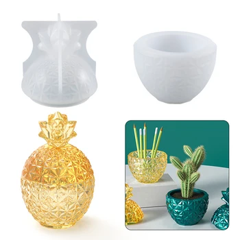Ananás Diamond Skin DIY Epoxidové Živice Formy Úložný Box Jar Home Office Dekorácie, kvetináče, banány, Ananás, Skladovanie Silikónové Formy