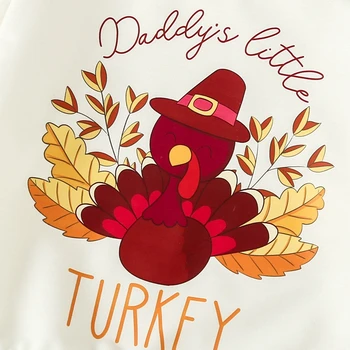 Deň Vďakyvzdania Oblečenie Baby Girl Mikina Prehrabať Nohavice Batoľa Kostým Turecko Tlač Tričko Rebrovaný Svetlice Legíny Set