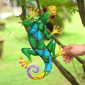 Kovové Gecko Dvore, Záhradné Dekorácie pre Vonkajšie Sochy Domov-záhradné Steny Výzdoba Miniatúrne Príslušenstvo Socha Lizard Ozdoby