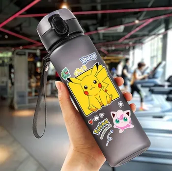 560ML Pokemon Vody Pohár Detí Prenosné Plastové Cartoon Pikachu Dospelých Vonkajšie Veľkú Kapacitu, Športová Fľaša na Vodu Squirtle Darček