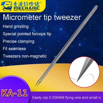 Mechanik KA-11 Mikrometer Tip Tweezer Presné Non-absorpcie Non-magnectic Drôt Skok Čipu IC Mikro Telefón základnej Dosky, Oprava