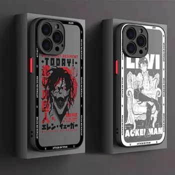 Titan Eren Jaeger Anime Levi Telefón puzdro pre IPhone SE 15 Plus 8 13 Mini XR 11 Pro 7 12pro XS Max 14Plus 6 x 14 Mäkké Pokrytie Fundas