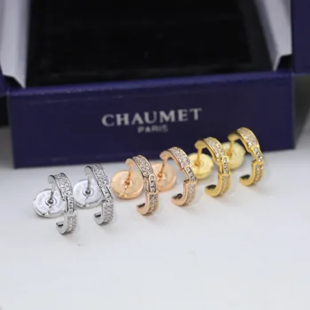Chaumet nové 925 sterling silver Liens série s cross diamond náušnice klasické temperament