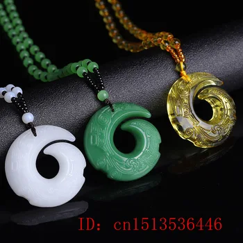 Čínske Prírodné Green Jade Dragon Runy Náhrdelník Prívesok, Ručne vyrezávané Kúzlo Smiať, Šperky, Módne Šťastie, Amulet Darčeky Muži Ženy
