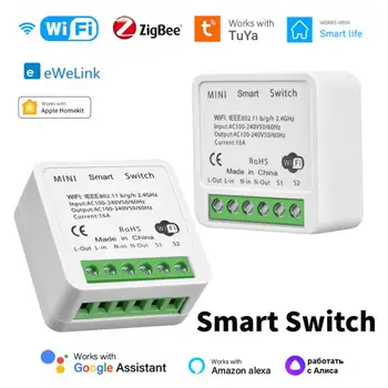 16A Tuya HomeKit WiFi, ZigBee Smart Switch Modul Mini 2-pásmový Ovládanie Časovač Prepínač Bezdrôtovej komunikácie Istič Ovládanie Prostredníctvom Alexa EWelink Siri