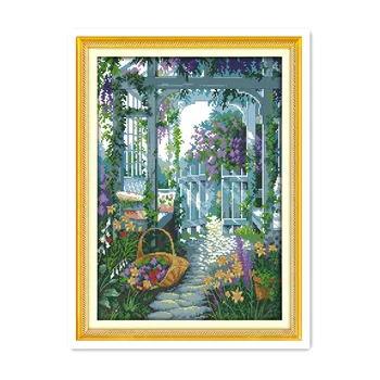 Cross Stitch prekrásnou Záhradou Nádvorie 11CT 14CT vyšívané handričkou výšivky domáce šitie dekoratívne maľby