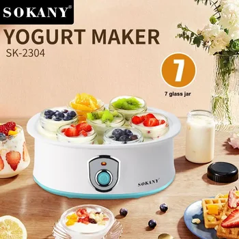 Mini Automatické Jogurt Stroj Domov DIY Jogurt Nástroje, Kuchynské Spotrebiče, Nerezové Nádrže 220V s 7 Sklo Pohár Jogurtu Maker