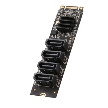 M. 2 Kľúča na 4 Porty Adaptéra PCIE na Sata3.0 Rozširujúca Karta High-speed Stabilný