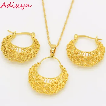 Adixyn Nové Etiópskej Sady Šperkov Zlatá Farba Náhrdelník/Náušnice/Prívesok Afriky/Eritrea Habesha Šperky Set