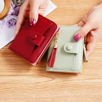 Jednofarebné Strapec Peňaženky Prenosné Krátky Zips Strapec Držiteľa Karty Kórejský Štýl Mini Krátke Peňaženky, Cestovné
