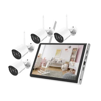 Smart Home Veľkoobchod 10.1 Palcový LDC Displej NVR SÚPRAVY s 4 Kamery Dohliadať Fotoaparát Domov Hotel Office Integrovaný Fotoaparát