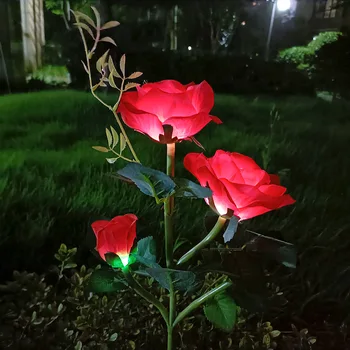 2023 Solárne Rose Svetlá Vonkajšie Záhradné LED Zem Plug Simulácia Kvet Nádvorie Dekorácie Trávy Poschodí Svetlo trávnik lampy 041