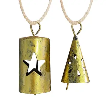 Vianočné Zvony Strom Hangable Bell s Drevenou Rukoväťou, Lano Vintage Zvony pre Dvere Slávnostné Nový Rok Svadobné Home Party Dekorácie