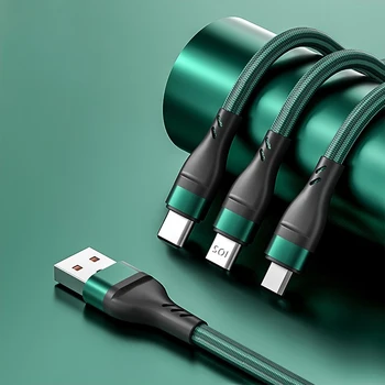 3in1 Dátový Kábel USB Pre zariadenia iPhone Rýchlo Nabíjačka Nabíjací Kábel Pre Android Typ C Pre Xiao Huawei Nabíjačku Drôt Auto Príslušenstvo