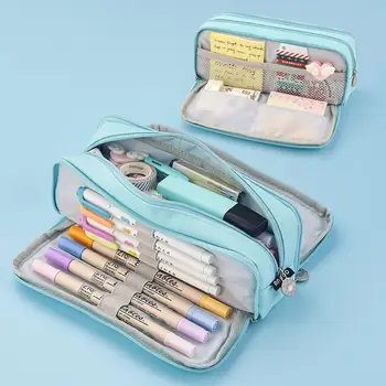 Angoo Obojstranný Pero Taška Peračník Špeciálne Macaron Farba Dual Plátno Vrecko Na Skladovanie Taška Puzdro Na Písacie Potreby Školy Cestovanie