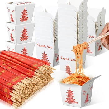 Čínska Pagoda Vytiahnuť Box s Drôtom Rukoväť Skladovanie Potravín Kontajner, Greaseproof Čínskych Sa Okno pre Vytiahnuť Reštaurácie